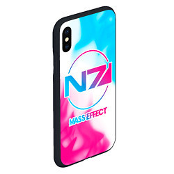 Чехол iPhone XS Max матовый Mass Effect neon gradient style, цвет: 3D-черный — фото 2