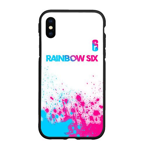 Чехол iPhone XS Max матовый Rainbow Six neon gradient style посередине / 3D-Черный – фото 1