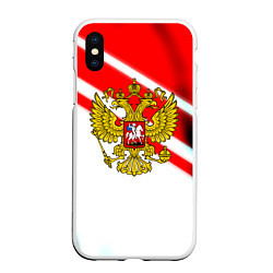 Чехол iPhone XS Max матовый Герб РФ спорт, цвет: 3D-белый