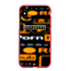 Чехол iPhone XS Max матовый Brazzers hub, цвет: 3D-красный