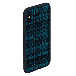Чехол iPhone XS Max матовый Имитация ткани бирюзовый, цвет: 3D-черный — фото 2