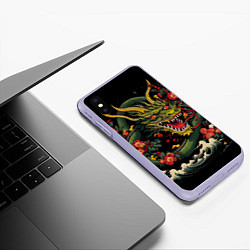 Чехол iPhone XS Max матовый Зеленый дракон, цвет: 3D-светло-сиреневый — фото 2