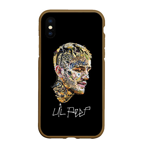 Чехол iPhone XS Max матовый Lil Peep mosaic rap / 3D-Коричневый – фото 1