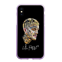 Чехол iPhone XS Max матовый Lil Peep mosaic rap, цвет: 3D-сиреневый