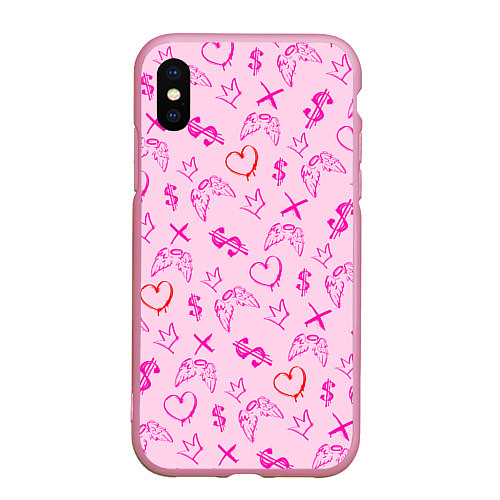 Чехол iPhone XS Max матовый Паттерн - розовые граффити / 3D-Розовый – фото 1