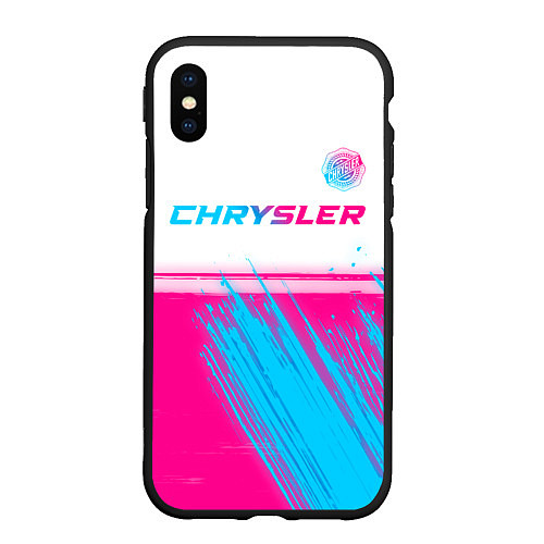 Чехол iPhone XS Max матовый Chrysler neon gradient style посередине / 3D-Черный – фото 1