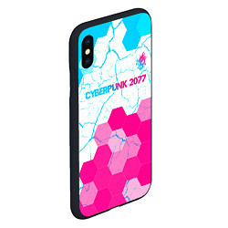 Чехол iPhone XS Max матовый Cyberpunk 2077 neon gradient style посередине, цвет: 3D-черный — фото 2