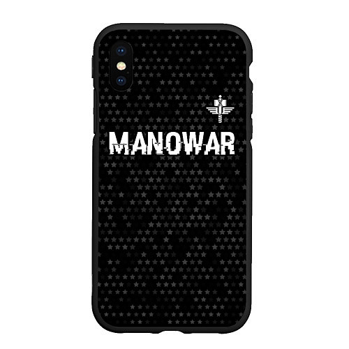 Чехол iPhone XS Max матовый Manowar glitch на темном фоне посередине / 3D-Черный – фото 1