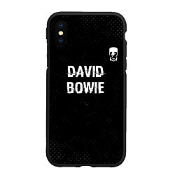 Чехол iPhone XS Max матовый David Bowie glitch на темном фоне посередине