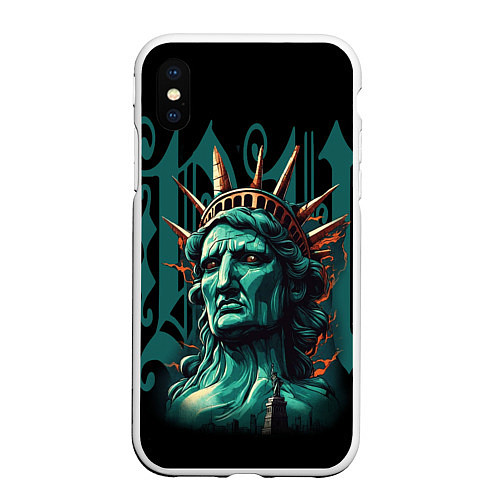 Чехол iPhone XS Max матовый Статуя свободы в New York США / 3D-Белый – фото 1