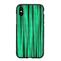 Чехол iPhone XS Max матовый Абстракция полосы зелёные