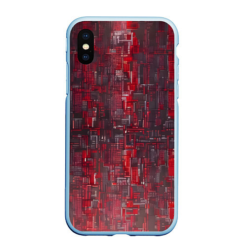 Чехол iPhone XS Max матовый Красный металл модерн / 3D-Голубой – фото 1