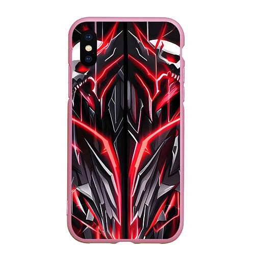 Чехол iPhone XS Max матовый Киберпанк черепа / 3D-Розовый – фото 1