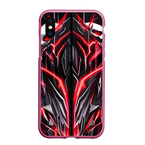 Чехол iPhone XS Max матовый Киберпанк черепа / 3D-Малиновый – фото 1