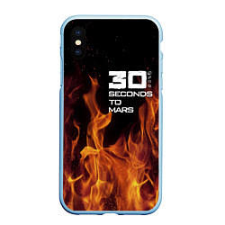Чехол iPhone XS Max матовый Thirty Seconds to Mars fire, цвет: 3D-голубой