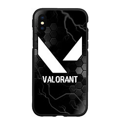 Чехол iPhone XS Max матовый Valorant glitch на темном фоне, цвет: 3D-черный