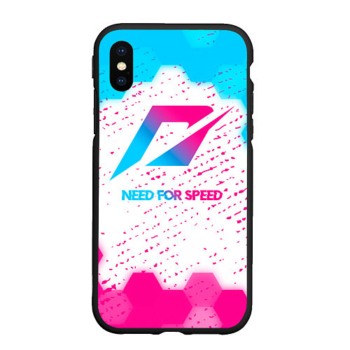 Чехол iPhone XS Max матовый Need for Speed neon gradient style / 3D-Черный – фото 1