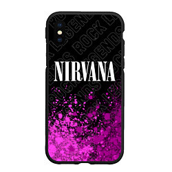 Чехол iPhone XS Max матовый Nirvana rock legends посередине, цвет: 3D-черный