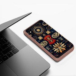 Чехол iPhone XS Max матовый Узор в славянском стиле, цвет: 3D-коричневый — фото 2