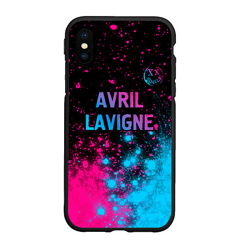 Чехол iPhone XS Max матовый Avril Lavigne - neon gradient посередине / 3D-Черный – фото 1