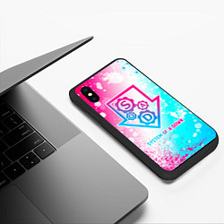 Чехол iPhone XS Max матовый System of a Down neon gradient style, цвет: 3D-черный — фото 2