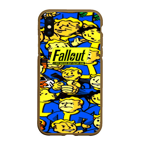 Чехол iPhone XS Max матовый Fallout logo game / 3D-Коричневый – фото 1