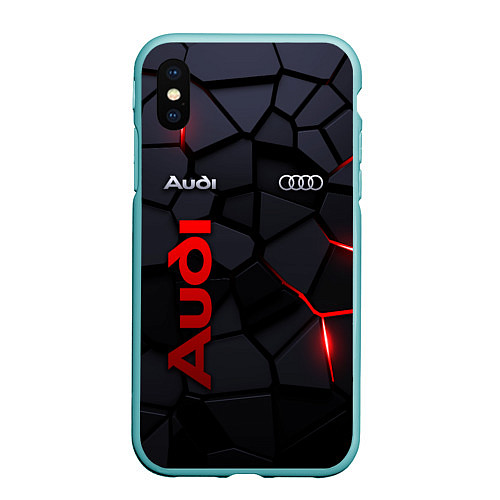 Чехол iPhone XS Max матовый Audi - плиты с эффектом свечения / 3D-Мятный – фото 1