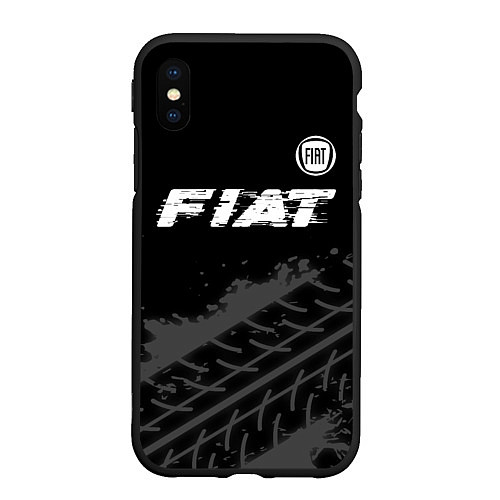 Чехол iPhone XS Max матовый Fiat speed на темном фоне со следами шин посередин / 3D-Черный – фото 1