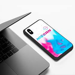 Чехол iPhone XS Max матовый Nissan neon gradient style посередине, цвет: 3D-черный — фото 2