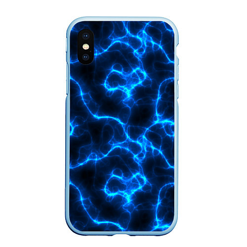 Чехол iPhone XS Max матовый Голубая молния / 3D-Голубой – фото 1