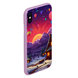 Чехол iPhone XS Max матовый Новогодний закат, цвет: 3D-сиреневый — фото 2