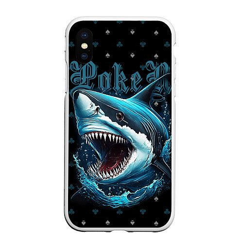 Чехол iPhone XS Max матовый Акула покера / 3D-Белый – фото 1