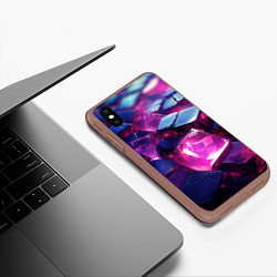 Чехол iPhone XS Max матовый Фиолетовые прозрачные кубики, цвет: 3D-коричневый — фото 2