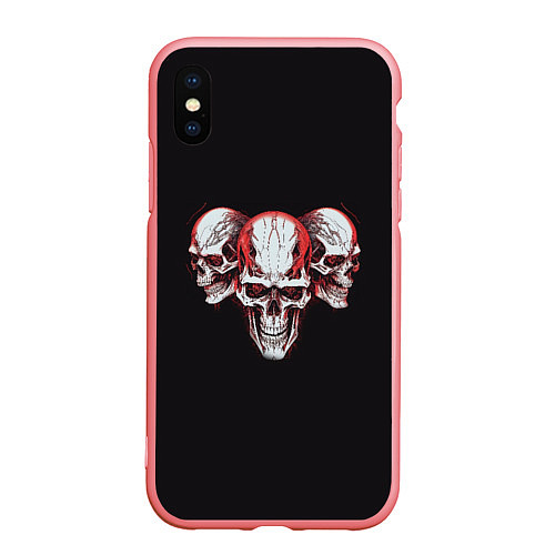Чехол iPhone XS Max матовый Три красные черепа / 3D-Баблгам – фото 1