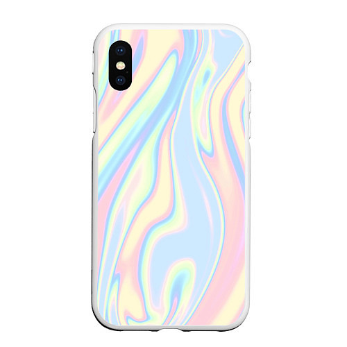 Чехол iPhone XS Max матовый Абстракция жёлто-голубой / 3D-Белый – фото 1