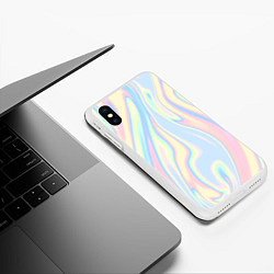 Чехол iPhone XS Max матовый Абстракция жёлто-голубой, цвет: 3D-белый — фото 2