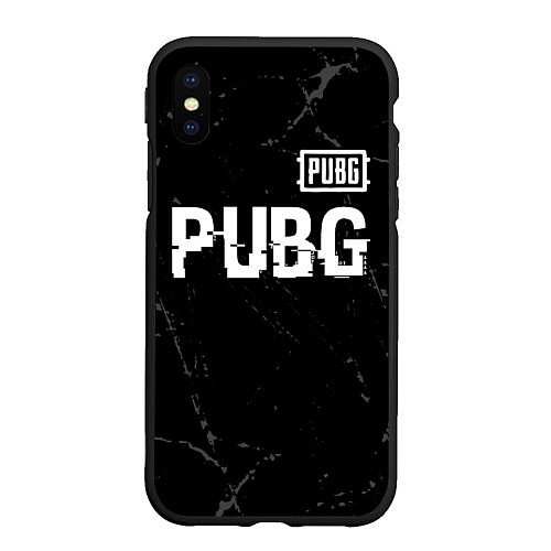 Чехол iPhone XS Max матовый PUBG glitch на темном фоне посередине / 3D-Черный – фото 1