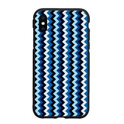 Чехол iPhone XS Max матовый Ломаные полосы синий