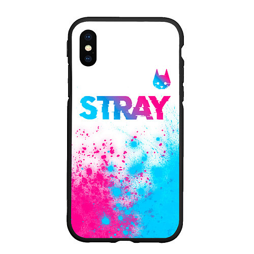 Чехол iPhone XS Max матовый Stray neon gradient style посередине / 3D-Черный – фото 1