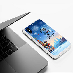 Чехол iPhone XS Max матовый С новым годом Москва, цвет: 3D-белый — фото 2