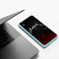 Чехол iPhone XS Max матовый Мария в стиле Металлика - искры и огонь, цвет: 3D-мятный — фото 2
