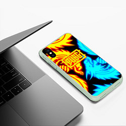 Чехол iPhone XS Max матовый PUBG dgragon flame steel, цвет: 3D-салатовый — фото 2