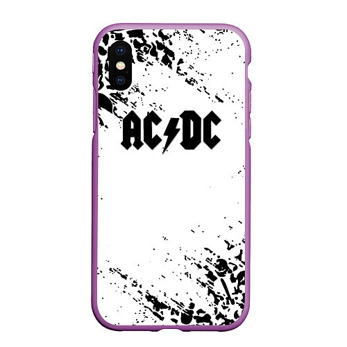 Чехол iPhone XS Max матовый ACDC rock collection краски черепа / 3D-Фиолетовый – фото 1