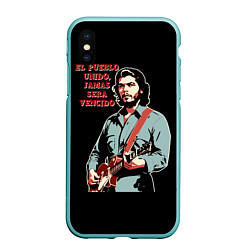 Чехол iPhone XS Max матовый Че Гевара с гитарой, цвет: 3D-мятный