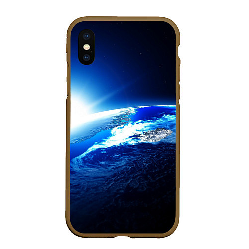 Чехол iPhone XS Max матовый Восход солнца в космосе / 3D-Коричневый – фото 1