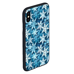 Чехол iPhone XS Max матовый New Years pattern with snowflakes, цвет: 3D-черный — фото 2