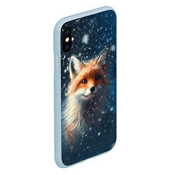 Чехол iPhone XS Max матовый Fox in the snow, цвет: 3D-голубой — фото 2