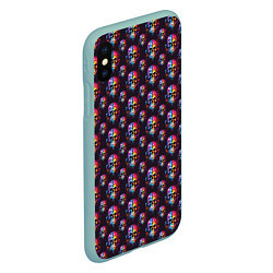 Чехол iPhone XS Max матовый Череп покрытый стекающей краской паттерн, цвет: 3D-мятный — фото 2