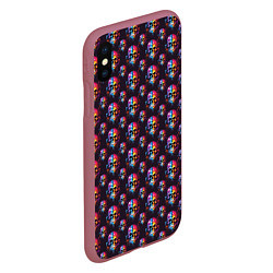 Чехол iPhone XS Max матовый Череп покрытый стекающей краской паттерн, цвет: 3D-малиновый — фото 2