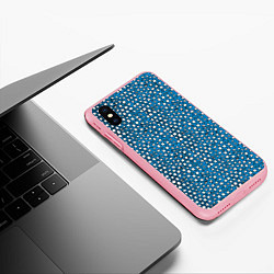 Чехол iPhone XS Max матовый Белые пузырьки на синем фоне, цвет: 3D-баблгам — фото 2